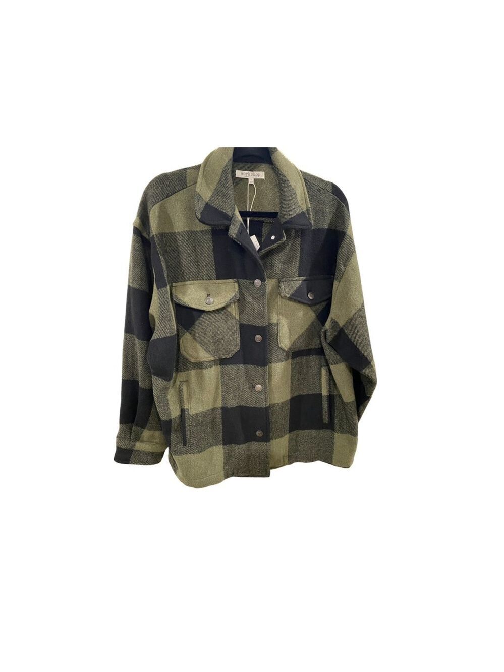 Workshop Republic Clothing Green/Black Plaid Jacket - Size Large (NWT)